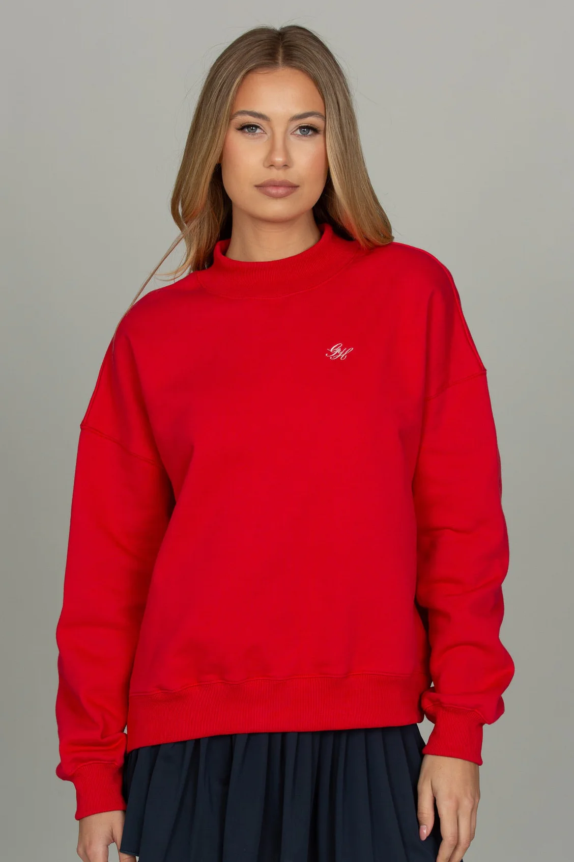 Bright Ruby Prep Mock Neck